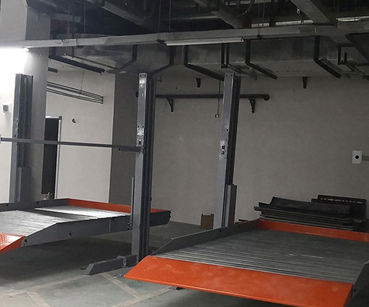 锦江四柱式简易升降类立体车库手动解锁的安装方式